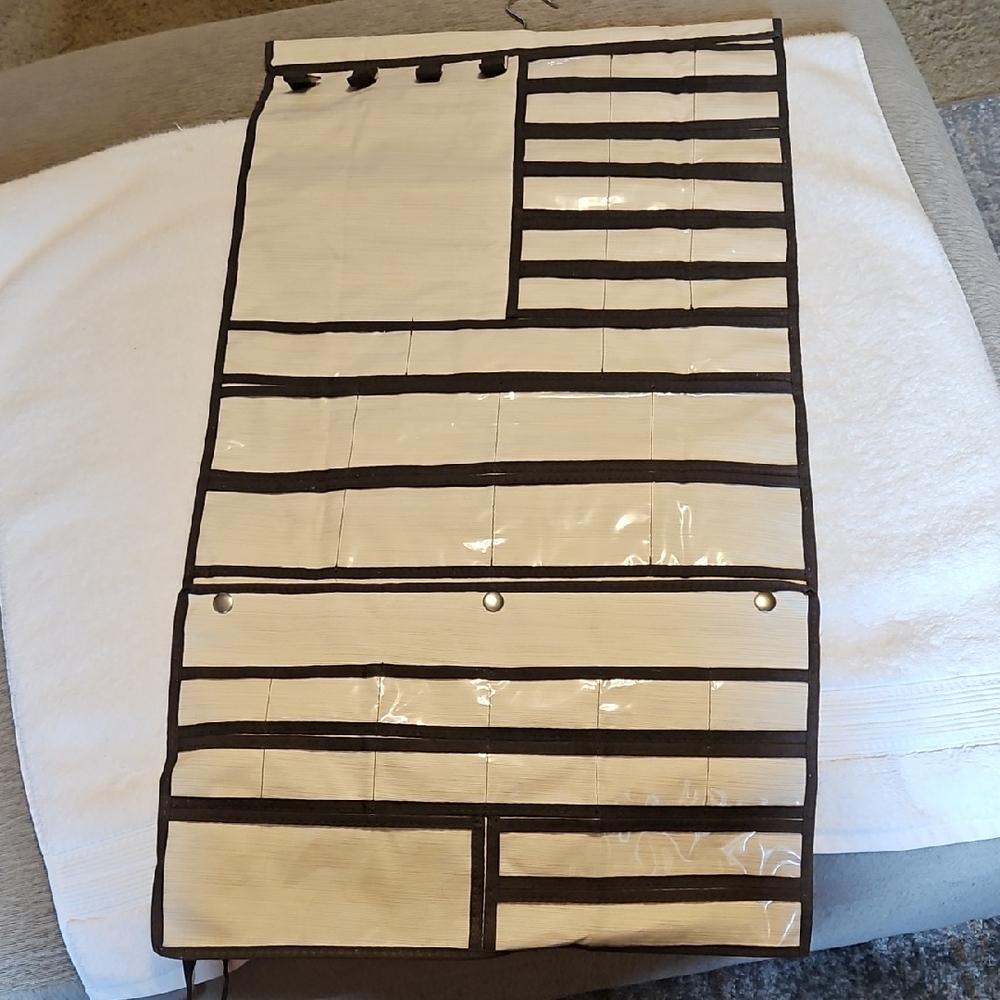 The Container Store Cream and Dark Gray Hanging Storage